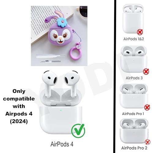 Image of YODI Case Cover for Airpods Pro|Pro 2|Airpods Pro 3|Airpods 4 Pouch, Silicone Cases with Cleaner Kit 360 Drop Protection,Shock-Resistant ((Kitty-Purple), Airpods 4)