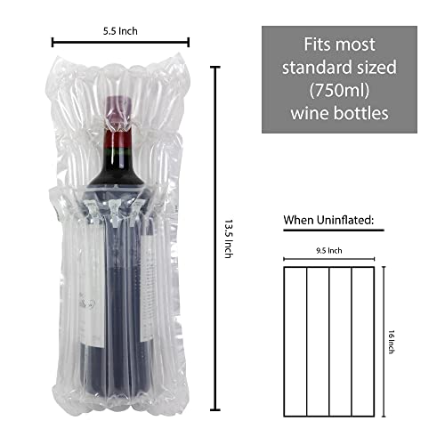 Wine Bottle Protector Bags - Inflatable Air Column Cushioning Sleeves Packaging Ensures Safe Transportation Of Glass Bottles During Travel Or Shipping With Free Pump (6 Pack) #TOP3