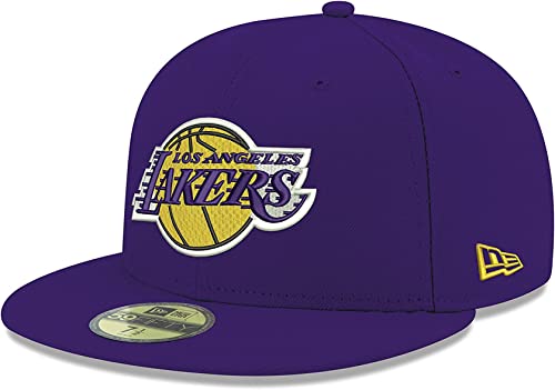 New Era NBA 59FIFTY Team Color Authentic Collection Fitted On Field Game Cap Hat (as1, Numeric, Numeric_7_and_3_Quarters, Los Angeles Laker Purple)