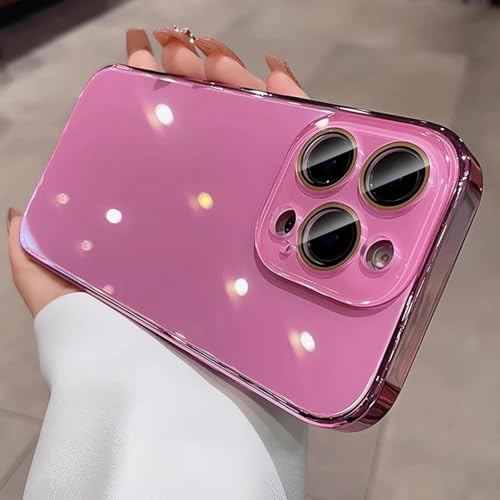 Coque en verre trempé pour iPhone 14 Rose Rouge chic et antichoc