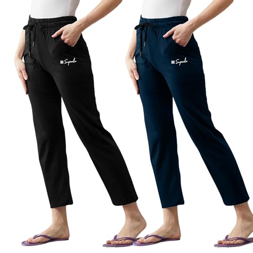 Image of Pinkmint Cotton Style Pyjamas for Women Combo l Stylish Side 2 Pockets l Gym Wear l Comfortable Track Pant