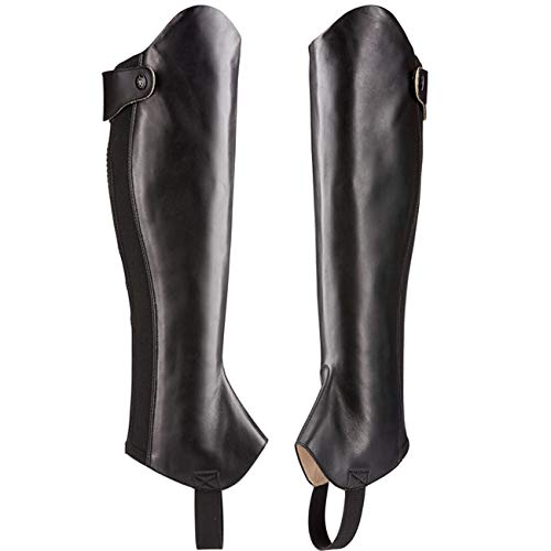 Unisex Soft Leather Leg Protector Chaps Western Half Chaps Zip-Up Pair Child-Adult Size in Variation, Image, Description, C57 (3XL-Calf-16.5-17.5in-Height 17in)