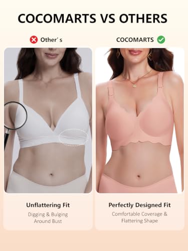 Image of COCOMARTS Jelly Bras for Women No Underwire Scalloped Wireless Push Up Bra