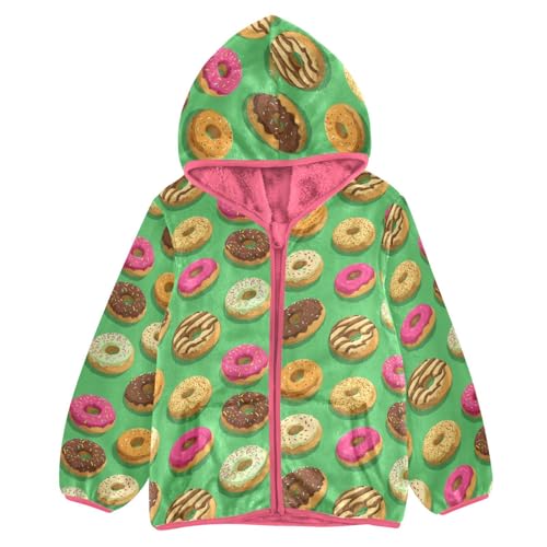 Donut Toddler Fleece Jacket Baby Girls Hooded Zipper Long Sleeve Thick Warm Outerwear 3-10 Years