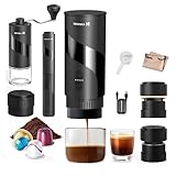NOVAKA Máquina de Café Espresso Portátil con Espumador Eléctrico y Molinillo de Café Manual, 20 Bar Presión,...