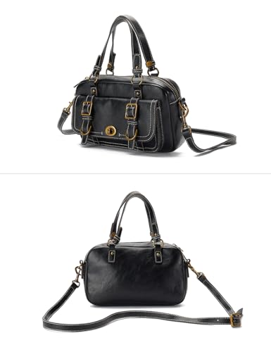 Crossbody Bag for Women, Retro Style Shoulder Bag with Adjustable Strap, Designer Top Handle Handbag, Black Bag2
