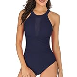 TcIFE Costume da Bagno Intero da Donna Costumi Interi da Scollo Rotondo Monokini Controllo della Pancia Mare Spiaggia Swimsuit