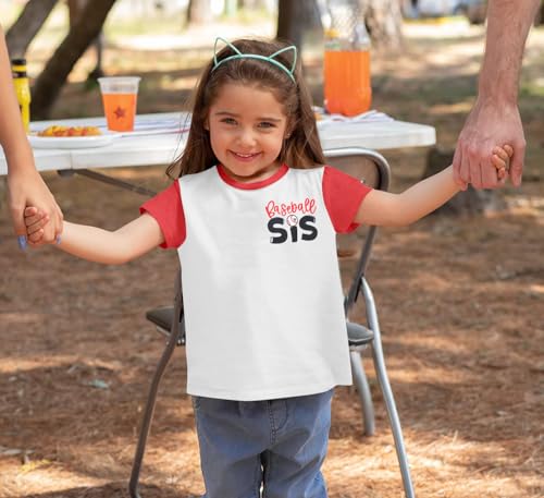 Image of FRYAID Toddler Baseball Sister Shirt Baby Girl Baseball Outfit Big Sister Shirt Birthday Girl T-Shirt Summer Cotton Tee Top