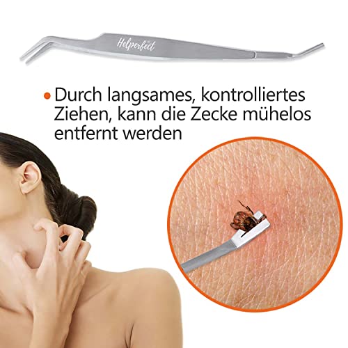 Zeckenzange Helperfect 2in1 aus Edelstahl für Tiere