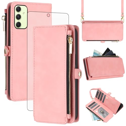 Asuwish Coque pour Samsung Galaxy A54 5G Portefeuille avec Verre Trempé et Cordon Porte Carte Chaine Cuir à Clapet RFID Mandala Étui Housse Support Galaxie...