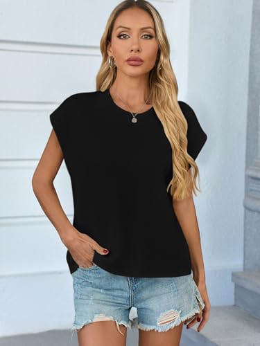 Image of GREAIDEA Womens Sleeveless Sweater Vest Crewneck Cap Sleeve Knit Tops Trendy 2026 Summer Spring Business Casual Shirts