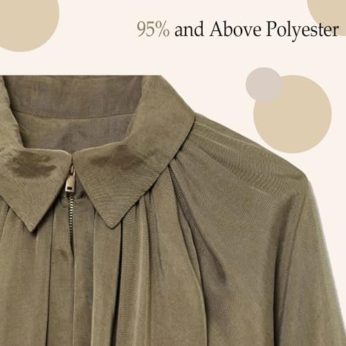 Balloon Sleeve Jacket, Oversized Batwing Sleeve Lapel Collar Zip Front Pleated Shirt, Puffed Bomber Jacket Batwing4