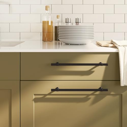 Tidyard Kitchen Cupboard Handles Set Pack of 20 Kitchen Cabinet Handles Stainless Steel Cabinet T Bar Cupboard T Bar Handle Wardrobe Handles Drawer Handles Black 224 mm Hardware Type2