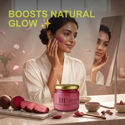 Image of Rose & Beetroot Radiance Ritual 300 Gms | Organic Double Filtered Herbal Face Pack for Bright Skin Glow Oil Control Tan Removal | Natural Skincare