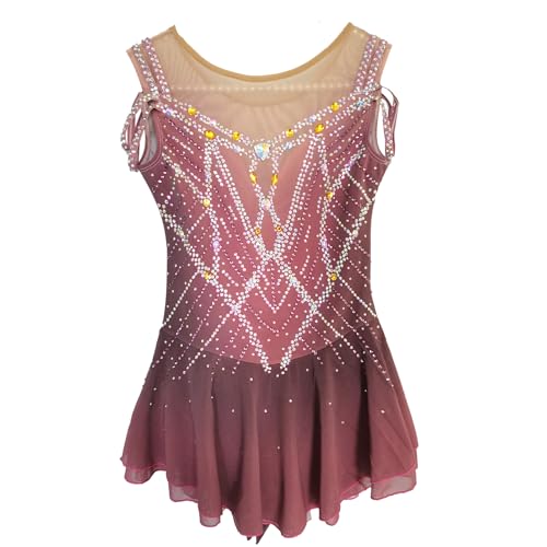 JoyCan Vestido de patinação artística com strass roxo para meninas, Roxa, M