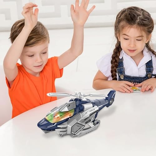 Figurines de dinosaures d'hélicoptère transformatrices avec musique légère - 3