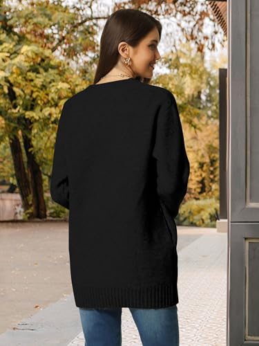 Image of Seta T Women's Sweaters Long Sleeve Crewneck Cozy Oversized Sweater Loose Fit Tunic Tops with Pockets