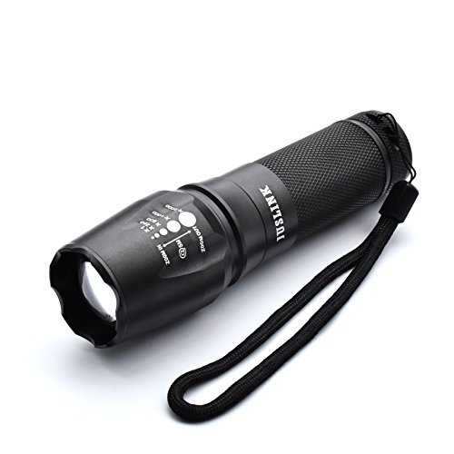 Juslink LED Flashlight, Max 900 Lumens Tactical Flashlight, Super Bright CREE XML T6 LED, 5 Modes, Adjustable Foucus Torch,Water Resistant,Metal Flash light