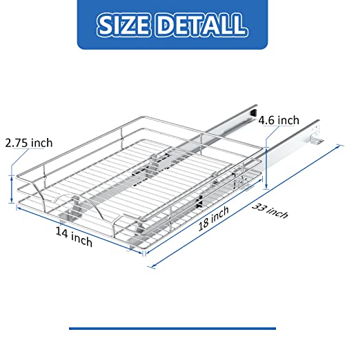 Roomtec Pull Out Cabinet Organizer 14" W X 18" D, For Cabinet Pull Out Shelves Cabinet Drawers Slide Out Kitchen Cabinet Organizer Storage Shelves, Fits 15.5" Opening Cabinet #TOP2