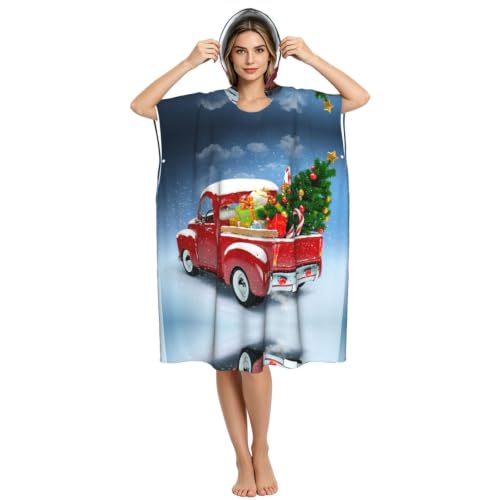 Peignoir à capuche imprimé sapin de Noël, cadeau original pour nageur