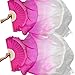 Nimiman Women 1 Pair (Left+Right) Silk Belly Dance Fans Veil Belly Dancing Long Folding Fans Length 180 cm Width 90 cm (Rose White)