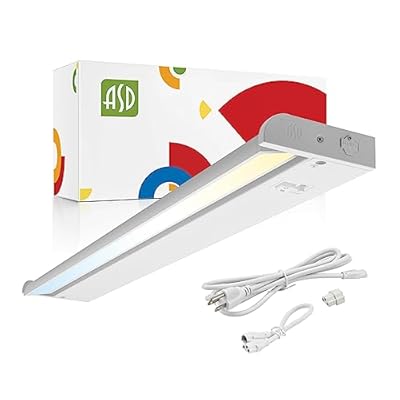 ASD Swivel LED Under Cabinet Lighting, 24 Inch 12W, Hardwired or Plug-in, 2700K/3000K/4000K, Hi/Low Switch, Rotatable Lens, Dimmable Linkable Under Counter Light for Kitchen, ETL & Energy Star