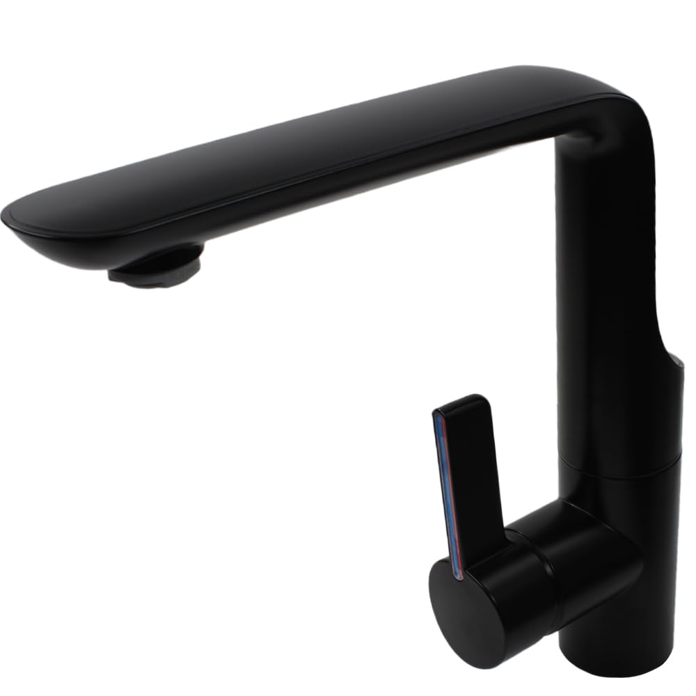 Robinet mitigeur monocommande Modena pour camping-car, caravane, camping, bateau + interrupteur noir mat