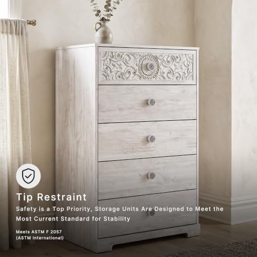 Signature Design by Ashley Paxberry 5 Drawer Chest of Drawers, Whitewash - image 9