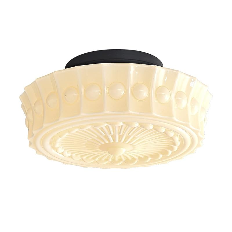 Lámparas de techo de cristal crema de 11.8 pulgadas estilo retro francés con base E27