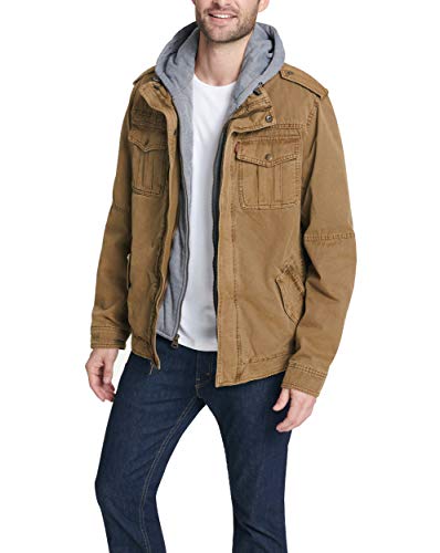 Image of Levi's Men's Washed Cotton Hooded Military Jacket (Regular & Big & Tall Sizes)