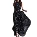 NSSTAR Womens Polka Dots Long Boho Chiffon Dress