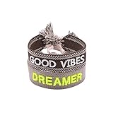 2PCS Woven Friendship Wrap Bracelets Knitted with Embroidery LOVE PEACE HAPPINESS DREAMER DO WAHT YO