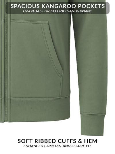 Image of ADRO Men's Regular Fit Zip-Up Hoodie for man | 320 GSM Cotton Poly Fleece Zipper Sweatshirt with Soft Fabric & Printed Hoodies