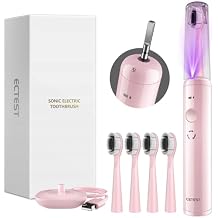 Sonic Electric Toothbrush with Light 4 Brush Heads for Adults and Kids, One Charge for 60 Days, Wireless Fast Charge, 3 Modes, Electric ToothbrushesPink