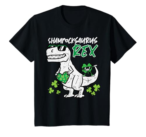 Enfant St Patrick Day Shamrocksaurus Dab Dino Trex Toddler Boys T-Shirt