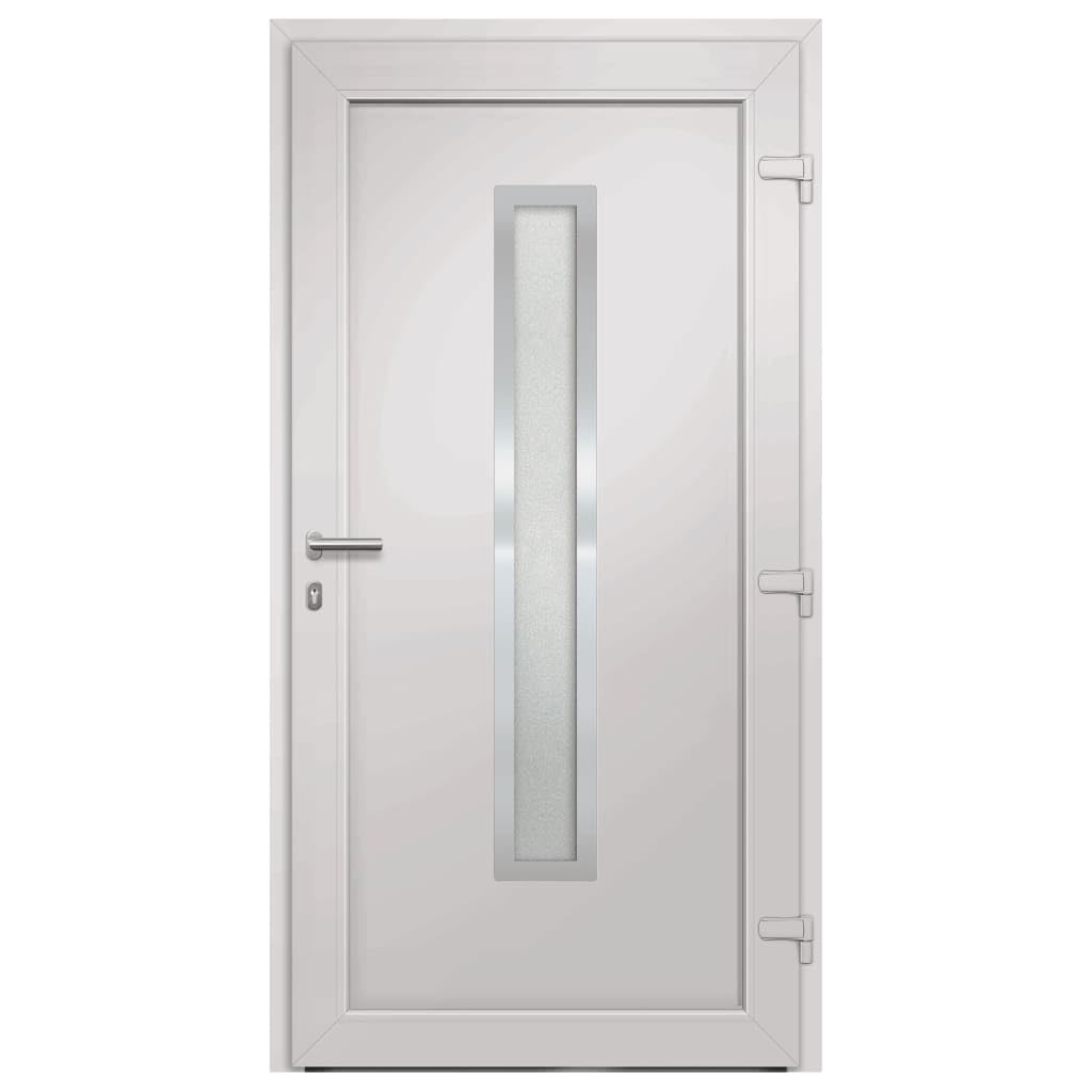 Gecheer Porta di Ingresso,Porta d'ingresso,Porta Esterna in PVC,Porta in PVC per Negozio, Balcone, casa,Portoncino Ingresso Esterno,Portone blindato,Bianca 98x190 cm