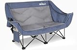 Join Nature 700lbs Capacity Double Camping Chair for 2 Adults - Low-Profile Outdoor Loveseat with XL Cup Holders & Storage Pockets, Heavy Duty Folding Couch for Camping, Lawn, Backyard (Navy Blue)