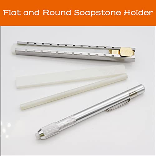 Image of Soapstone Holder Set Flat and Round Holder With 5pcs Flat and 5pcs Round Replacement Soapstone for Making Removable Markings on Steel, Iron and Aluminum O-023+24