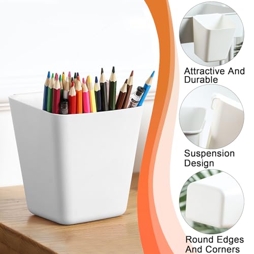 Rierousy 6 Stück Stecktafel Becher mit Haken, Quadratischer Aufbewahrungsbehälter aus Pegboard Zubehör, Stecktafel Wand Organizer für Büro und Zuhause