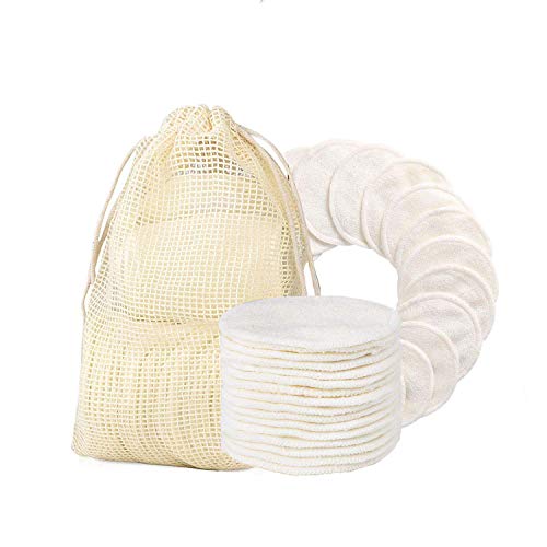 Preisvergleich Produktbild Abschminkpads Waschbar, Wiederverwendbare Wattepads aus Bambus und Baumwolle, Ultraweich Make up Entferner Pads, Geeignet für alle Hauttypen, Umweltfreundliche, mit Wäschesack - 16 Stück