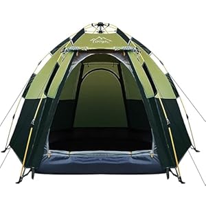 Toogh 3-4 Person Camping Tent Backpacking Tents Hexagon Waterproof Dome Automatic Pop-Up Outdoor Sports Tent Camping Sun Shelters Provide Top Rainfly, Advanced Venting Design