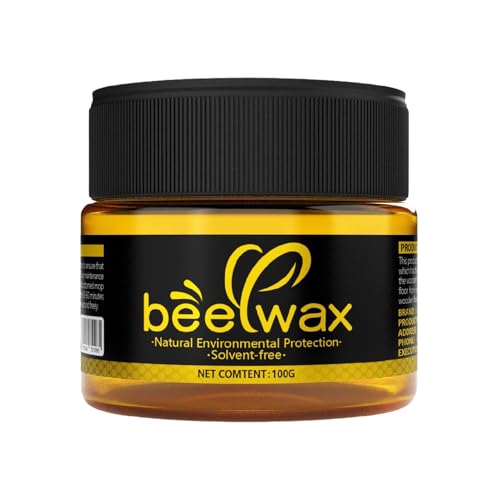 天然蜜蝋家具ポリッシュ、床や家具のお手入れ用木材調味料ワックス、無垢材を摩耗から保護、防水光沢、傷の修復と長期的なメンテナンス (100g)