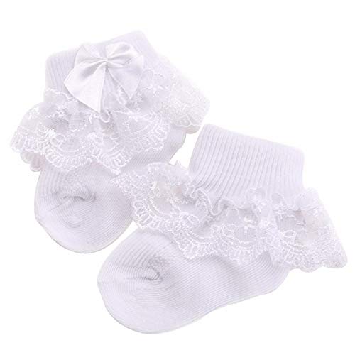 4 Pair Little Baby Girl Princess Eyelet Frilly Lace Ruffles Socks Set3