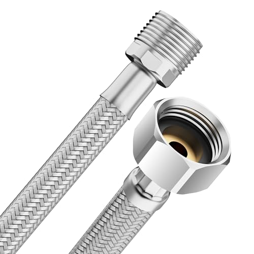 YUANNY Tuyau flexible 3/8 Femelle x 3/8 Mâle Raccord des deux côtés - Tuyau EPDM tressé acier inox, Flexible sanitaire Pour robinet, robinet d'angle, lavabo, cuisine, salle de bain, WC - 50CM
