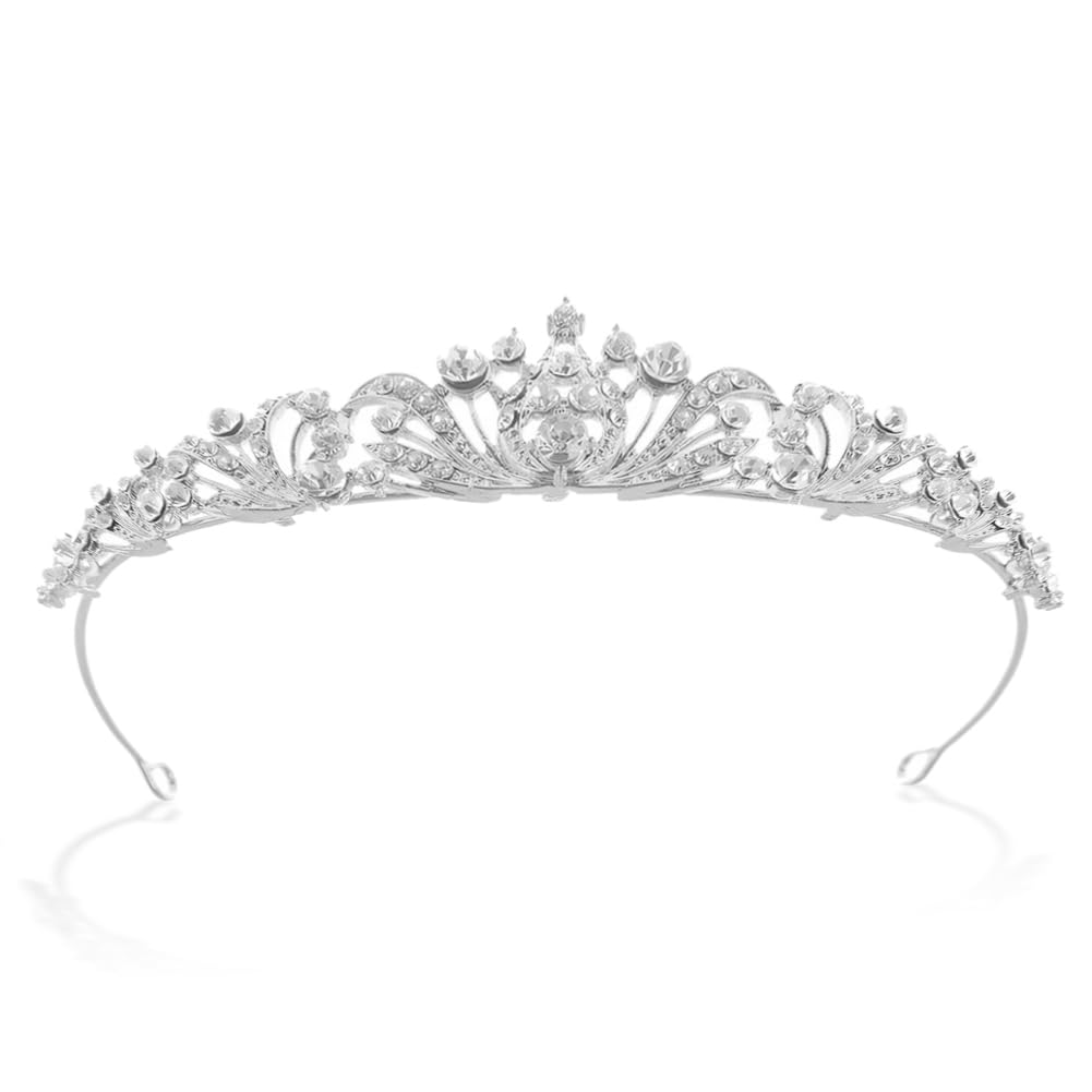 REYOK Corona Tiara de Novia, Cristal Tiaras de Nupcial,Plata Corona de Princesas Tiaras de Boda para Mujer Niñas Diadema y Coronas Cabello Decoración Accesorios para Cosplay Cumpleaños Bodas Desfile Fiesta