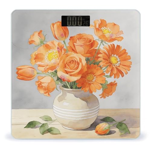 Balanza Digital Corporal Naranja Floral Hasta 180 kg miniatura 1