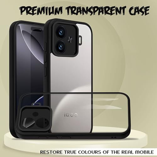 Image of V-TAN Back Cover for IQOO Neo 10R 5G, Transparent Clear Case Compatible with IQOO Neo 10R, TPU, Camera Protective, Scratch Resistant Shockproof Mobile Cover with Anti-Slip Grip (Black) (Black)