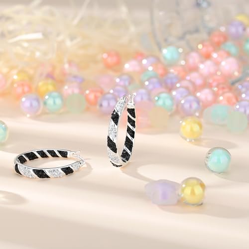 MUYUU Crystal Hoop Earrings for Women, Sparkly Earrings Inside Out Oval Hoop Earrings For Women Fashion Jewelry Gift3