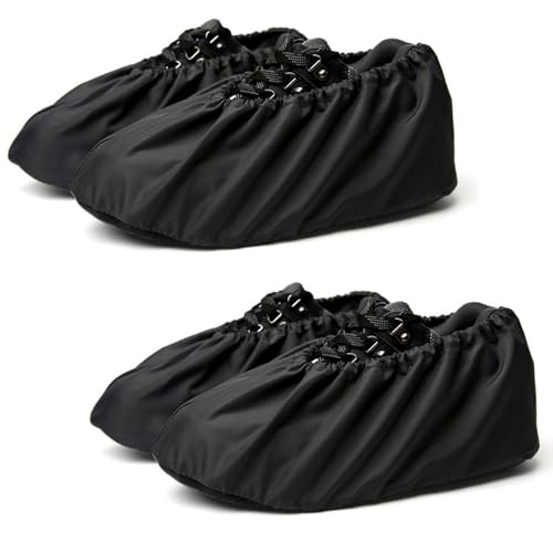2 Pares Cubre Zapatos Impermeable,Cubrezapatos,Cubre Zapatos Impermeable Lluvia,Funda Zapatos Lluvia Reutilizable,Waterproof Shoes Cover,Cubrecalzado,para Lluvia,Nieve,Playa,Adultos Unisex-Negro
