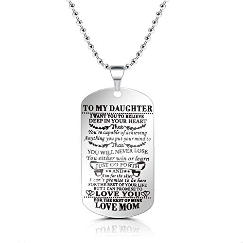 SUMMER LOVE Dad Mom To My Son Daughter I Want You To Believe Stainless Steel Dog Tag Military Air Force Pendant Necklace Ball Chain Gift for Birthday Graduation